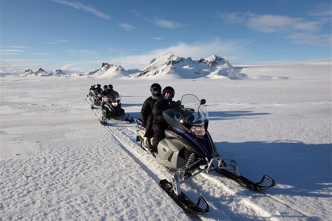 Snowmobiling on Langjökull Glacier